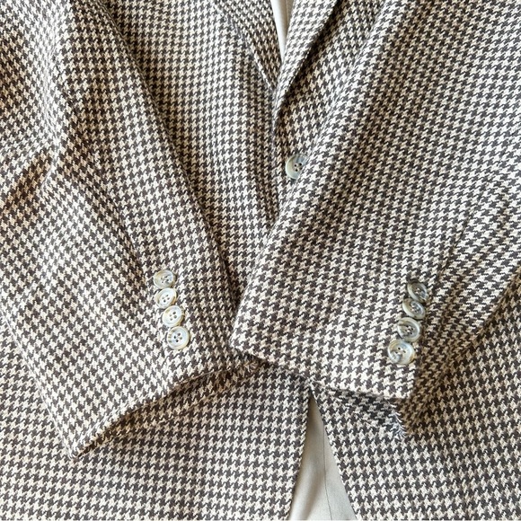 Vintage Evan Picone Pure  Wool Houndstooth Twill Blazer Union Made in USA - Picture 5 of 15